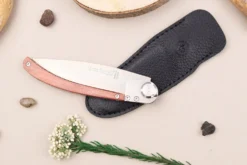 Couteau pliant Le Coq Français Soleil Levant Red Heart artisanal manche bois rouge 11,5cm + étui