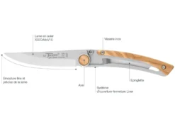 Couteau pliant Le Thiers Liner Lock Claude Dozorme bois d'olivier 10,5cm