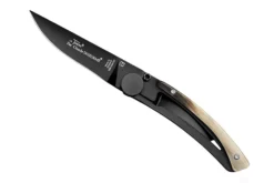 Couteau pliant Le Thiers Liner Lock Claude Dozorme acier noir corne claire 10,5cm
