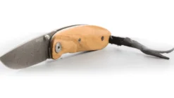 Couteau pliant LionSteel Mini acier damas manche olivier 8cm