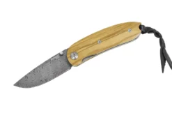 Couteau pliant LionSteel Mini acier damas manche olivier 8cm