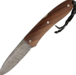 Couteau pliant LionSteel Opera acier damas manche 10cm + lacet