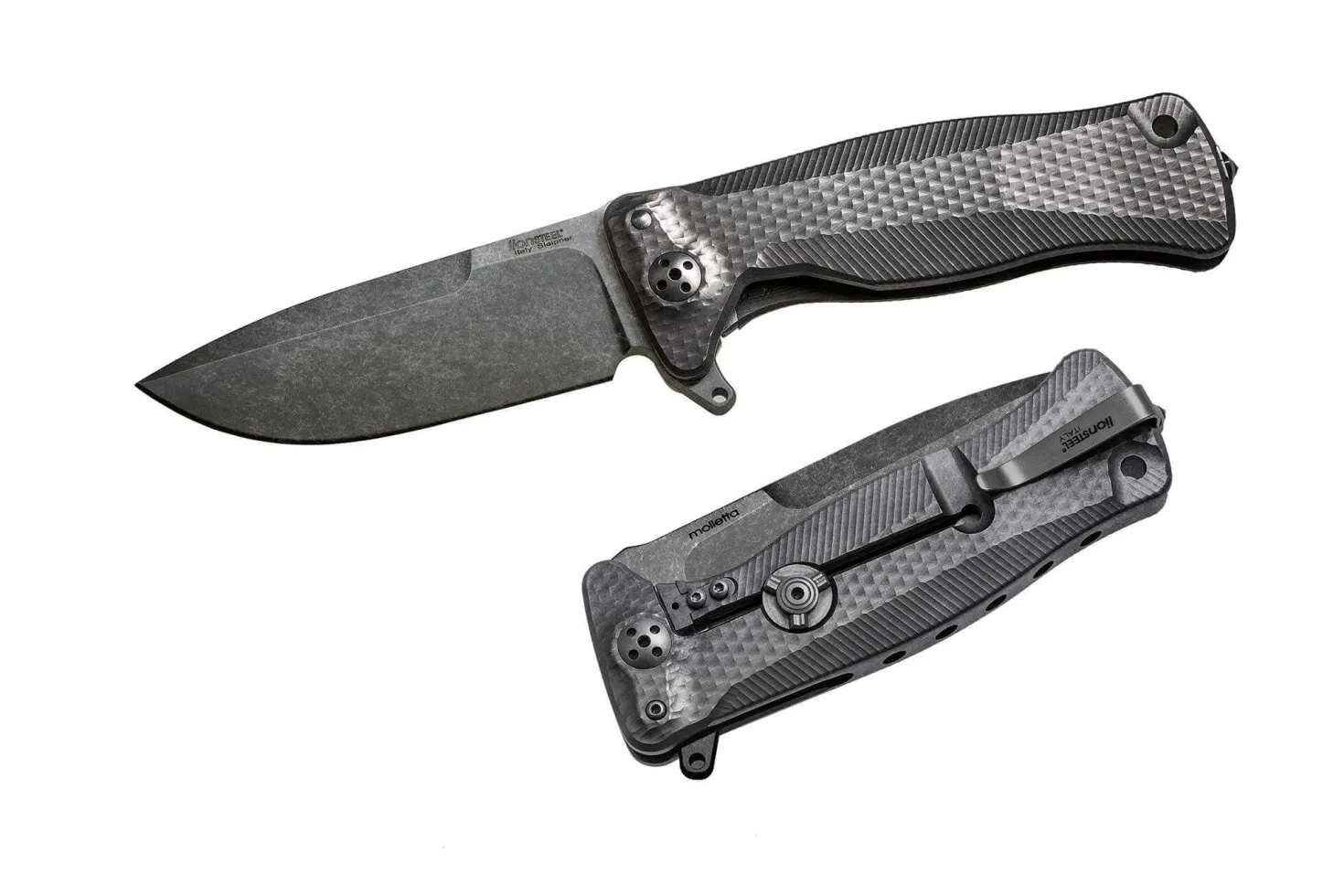 Couteau pliant LionSteel SR11 manche titanium 12cm pic brise-vitre + étui cuir