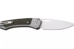 Couteau pliant LionSteel Twain TW-GYCVG manche 10,5cm en titanium gris et micarta vert