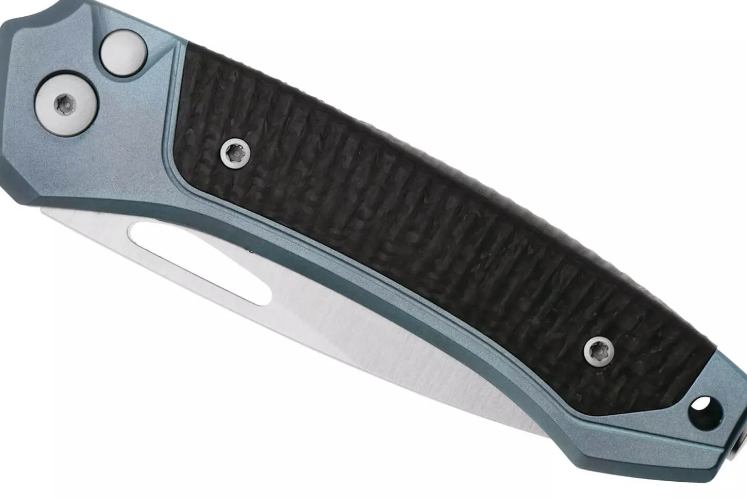 Couteau pliant LionSteel Twain TW-BLCF manche 10,5cm en titanium bleu et fibres de carbone