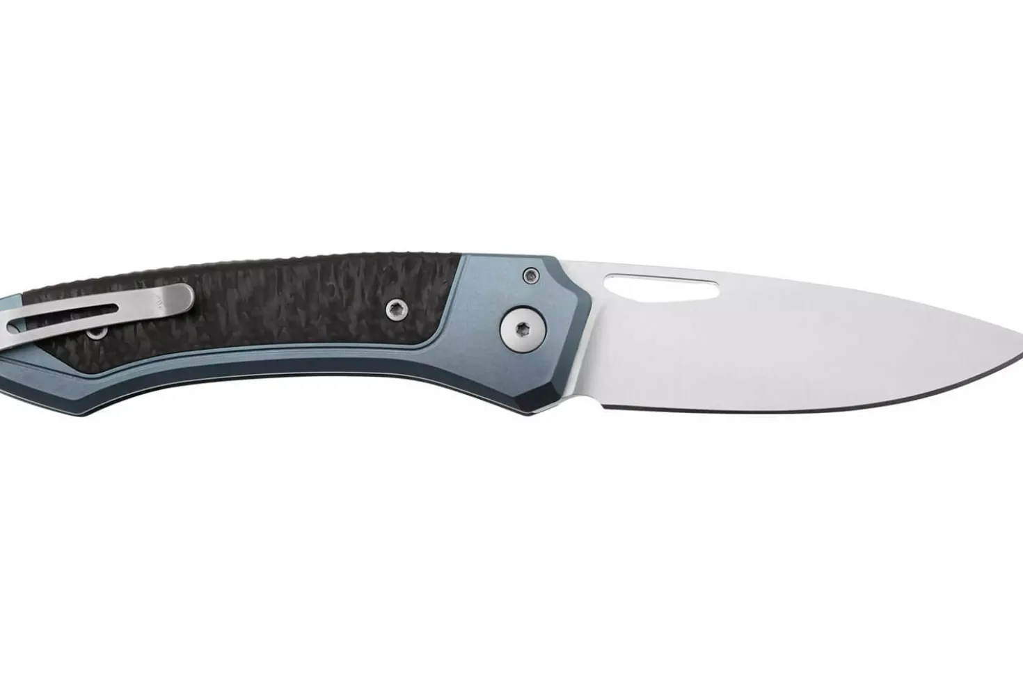 Couteau pliant LionSteel Twain TW-BLCF manche 10,5cm en titanium bleu et fibres de carbone