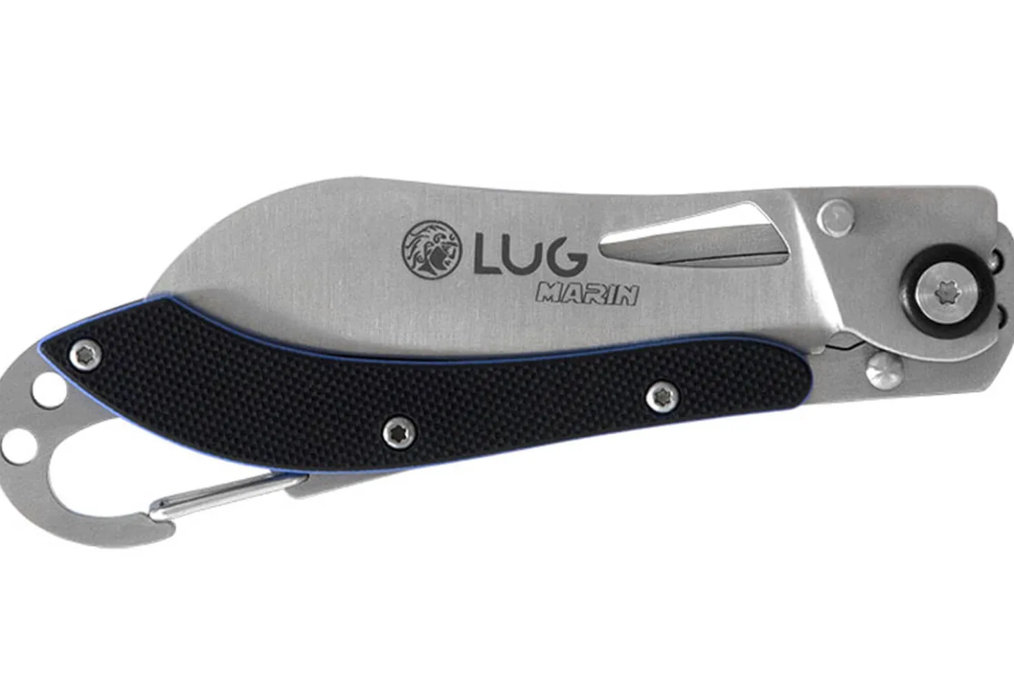 Couteau pliant LUG SP2SBB noir et bleu manche en G10 et acier 11,6cm avec mousqueton