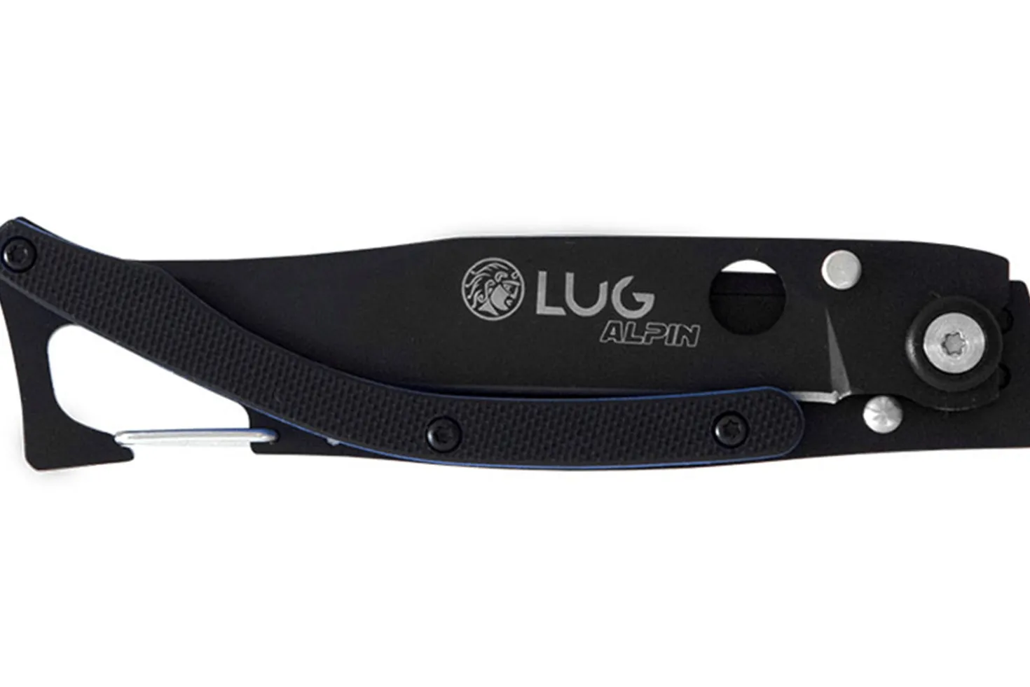 Couteau pliant Lug SP1TBB noir mat et bleu black titanium 11cm avec clip