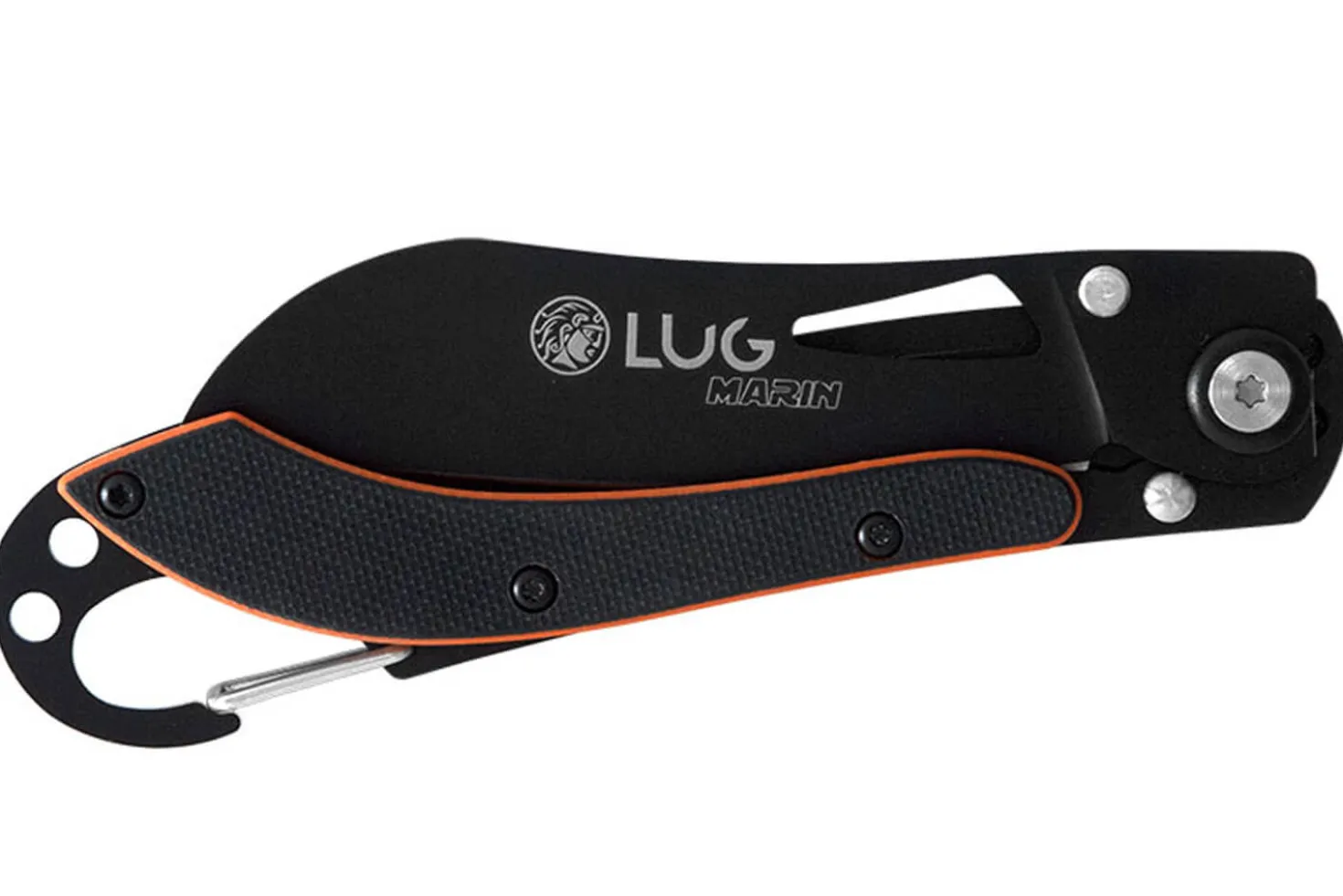Couteau pliant LUG SP2TOB noir et orange manche G10 et acier 11,6cm avec mousqueton