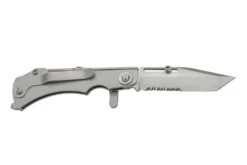 Couteau pliant multifonction Wildsteer W Pocket WPO02 lame semi-dentée manche acier 11,7cm avec brise-vitre et coupe-sangle