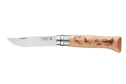 Couteau pliant Opinel Tradition Gravures Rando n°08 lame 8,5cm manche hêtre