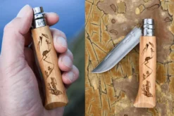 Couteau pliant Opinel Tradition Gravures Rando n°08 lame 8,5cm manche hêtre