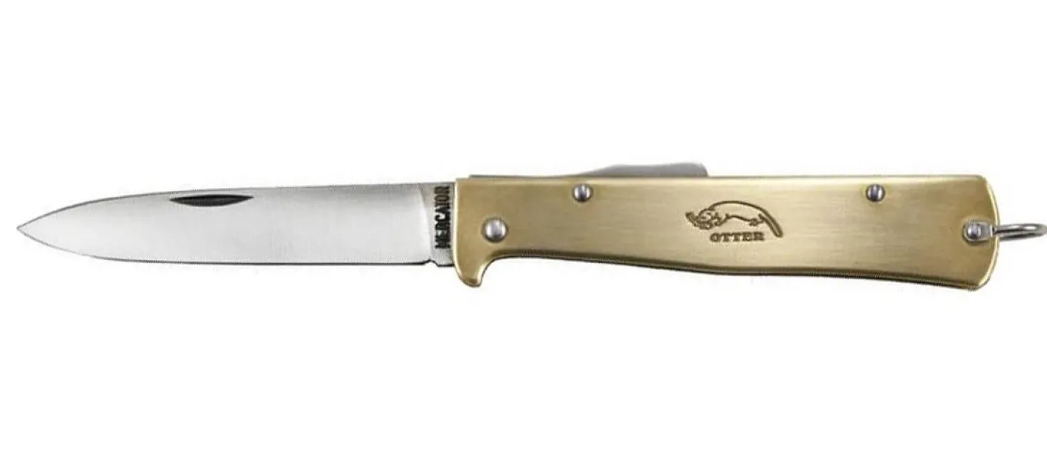 Couteau pliant OTTER Mercator acier inox manche laiton gravé 11cm