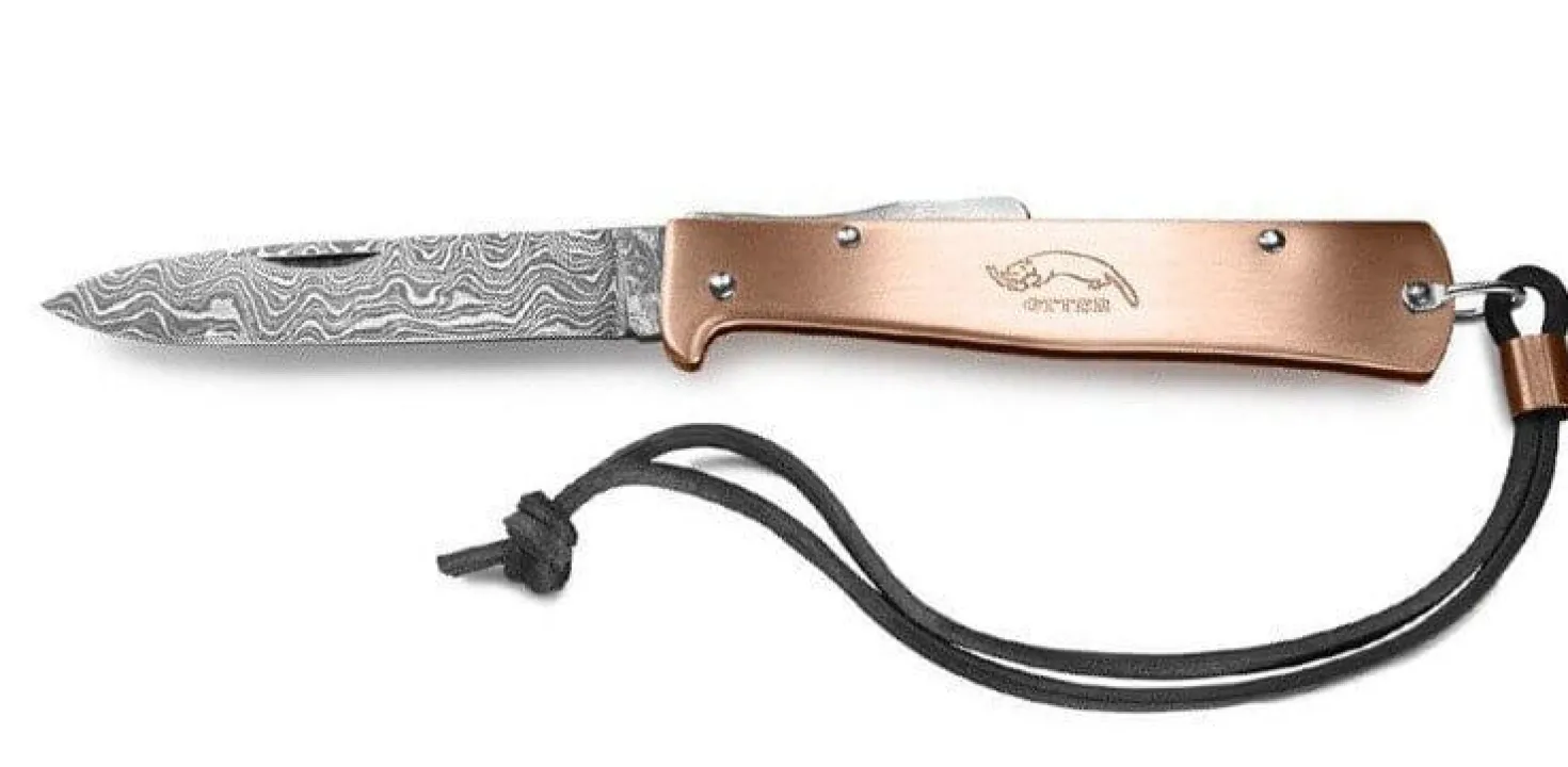 Couteau pliant OTTER Mercator acier damas 256 couches manche cuivre 11cm
