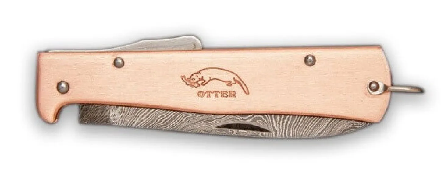 Couteau pliant OTTER Mercator acier damas 256 couches manche cuivre 11cm