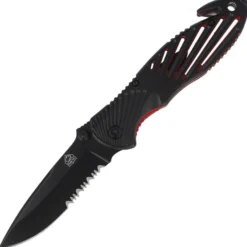Couteau pliant Puma Tec 319911 à dents manche alu 11cm + fonctions secours