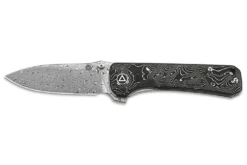 Couteau pliant QSP Hawk 131Q acier damas manche en fibre de carbone noir et aluminium 10,5cm
