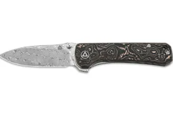 Couteau pliant QSP Hawk 131S acier damas manche en fibre de carbone et cuivre 10,5cm