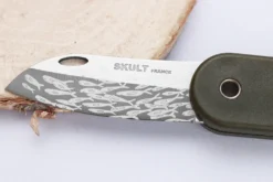 Couteau pliant Skult français éco-responsable Le Banc de Poissons manche vert 10cm