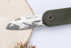 Couteau pliant Skult français éco-responsable Les 3 Graces manche vert 10cm