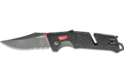 Couteau pliant SOG Trident AT SGTRIDSBKR semi-denté manche en nylon/fibres de verre 13,5cm noir/rouge