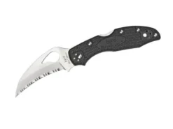 Couteau pliant Spyderco BYRD Hawkbill lame à dents manche noir 10cm