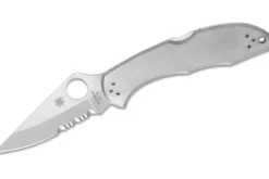 Couteau pliant Spyderco Delica 4 C11PS lame semi-dentée manche inox 10,7cm