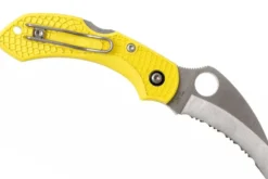 Couteau pliant Spyderco Dragonfly 2 Salt Hawkbill C28SYL2HB manche en nylon/fibre de verre jaune 8,5cm