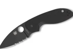 Couteau pliant Spyderco Efficient C216GPSBBK manche en G10 lame semi dentée noire 10,4cm