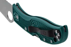 Couteau pliant Spyderco LeafJumper C262SBLK390 lame dentée manche nylon / fibre de verre bleu 11,3cm