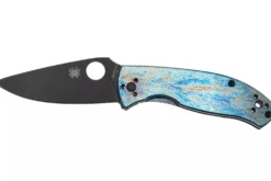 Couteau pliant Spyderco Tenacious C122TIBLBKD2P manche 11,1cm en titanium bleu