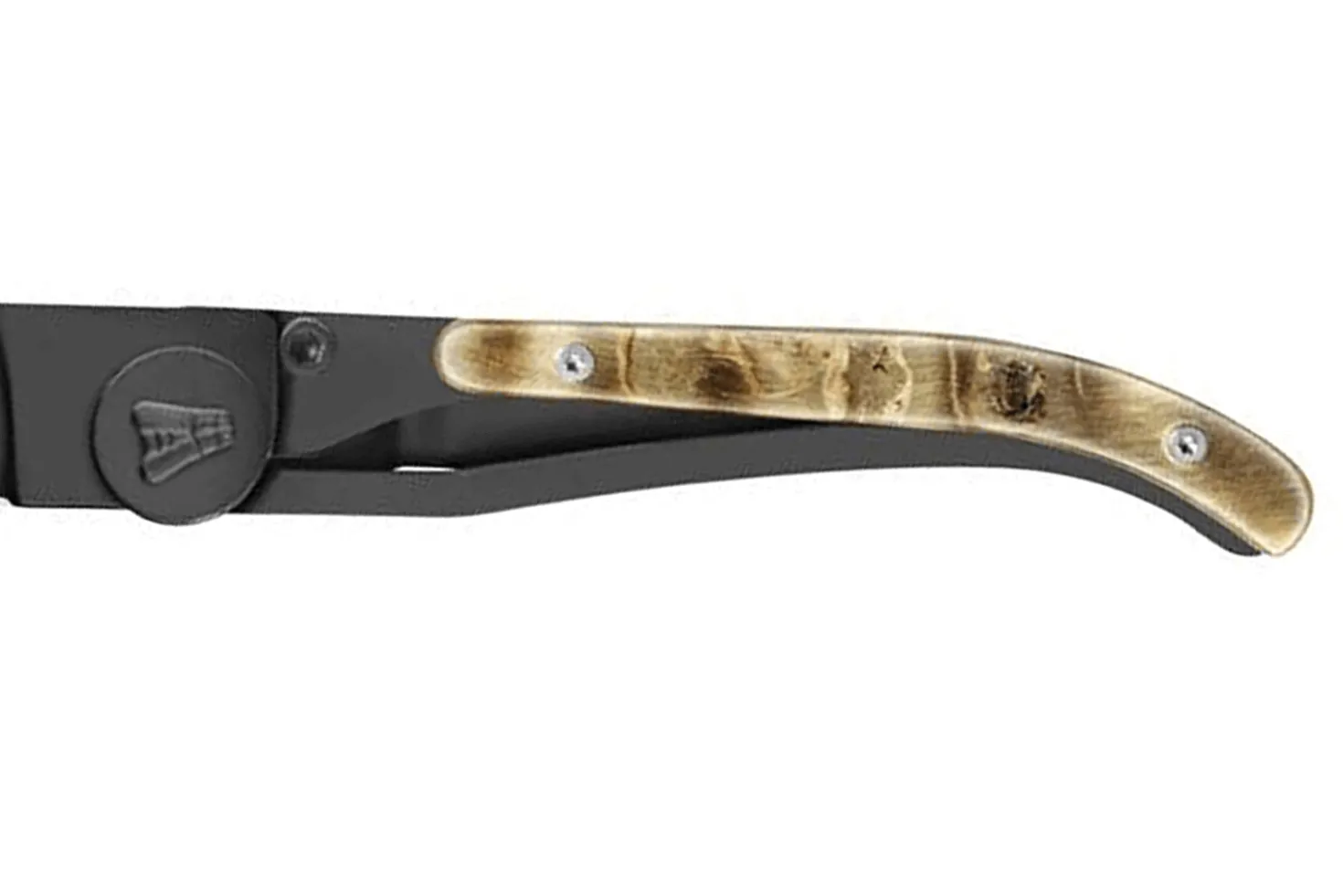 Couteau pliant ultra fin Laguiole Claude Dozorme noir manche corne de bélier 11cm