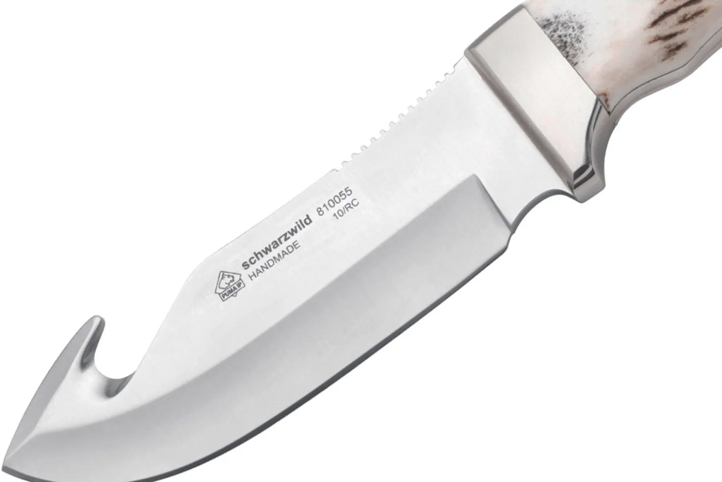 Couteau Puma IP Schwarzwild 338212 lame guthook 12cm manche bois de cerf + étui en cuir