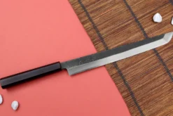 Couteau sakimaru 27cm japonais artisanal Hatsukokoro Shirasagi manche en ébène