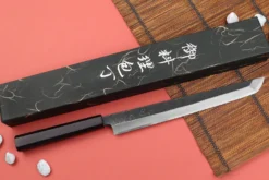 Couteau sakimaru 27cm japonais artisanal Hatsukokoro Shirasagi manche en ébène