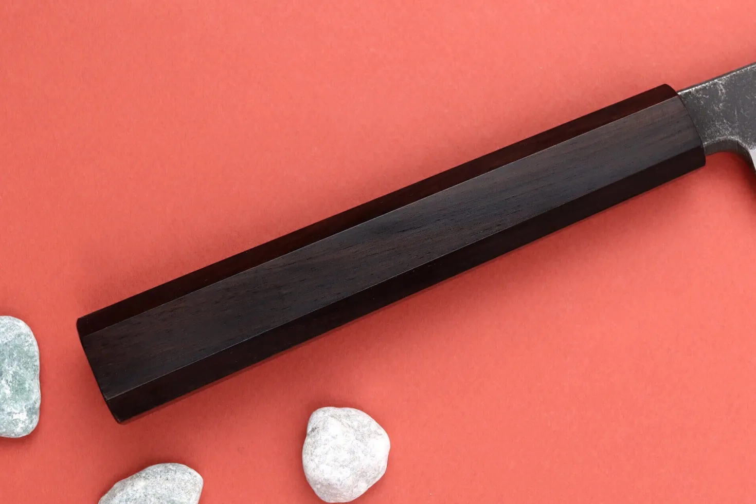 Couteau sakimaru 27cm japonais artisanal Hatsukokoro Shirasagi manche en ébène