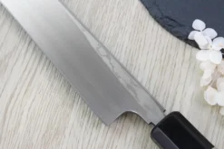 Couteau sakimaru takohiki japonais artisanal Naoki Mazaki Damascus biseauté 27cm