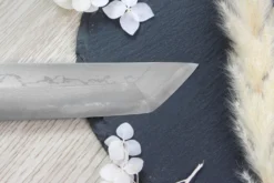 Couteau sakimaru takohiki japonais artisanal Naoki Mazaki Damascus biseauté 27cm