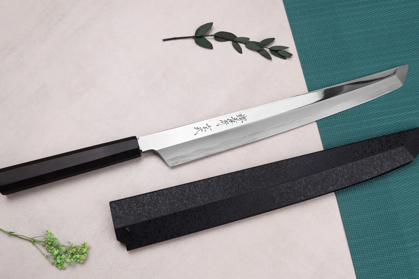 Couteau sakimaru yanagiba 30cm japonais artisanal Sakai Takayuki Genbu