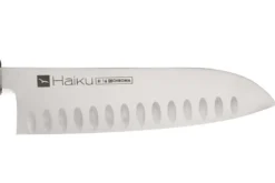 Couteau santoku alvéolé japonais Chroma Haiku 17cm manche Honoki