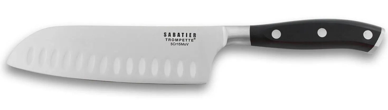 Couteau santoku alvéolé Sabatier Trompette Vulcano 17cm 3 rivets
