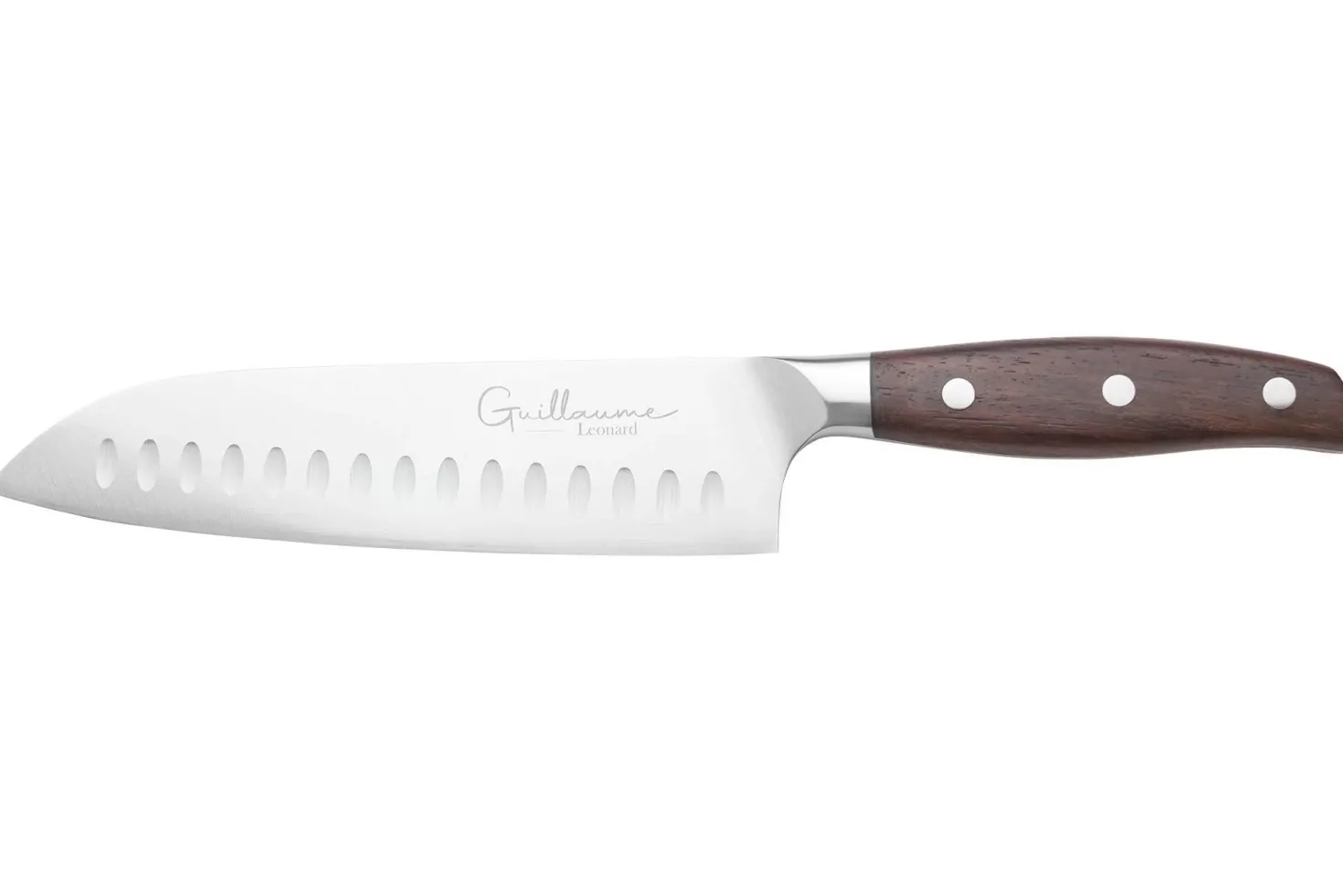 Couteau santoku 17cm Guillaume Leonard Cuistot en acier inoxydable et bois de santal rouge