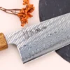 Couteau santoku 16,5cm japonais artisanal Wusaki Nawame AUS10 damas