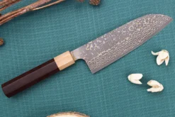 Couteau santoku 16,5cm japonais artisanal Takeshi Saji VG10 Gold