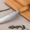 Couteau santoku 17cm japonais artisanal Wusaki Yaketa VG10 damas chêne brûlé