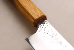 Couteau santoku 17cm japonais artisanal Wusaki Yaketa VG10 damas chêne brûlé