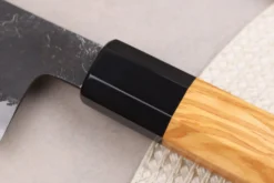 Couteau santoku 16,5cm japonais artisanal Hinoura Mutsumi Ajikataya Black Nashiji