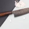 Couteau santoku 16,5cm japonais artisanal Nakamura Kaishin Ginsan Black Damas