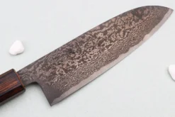 Couteau santoku 16,5cm japonais artisanal Nakamura Kaishin Ginsan Black Damas