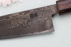 Couteau santoku 16,5cm japonais artisanal Nakamura Kaishin Ginsan Black Damas